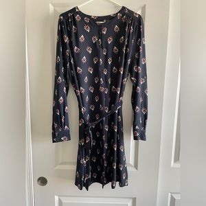 Long sleeve button top belted dress